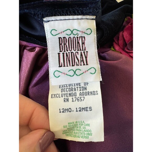 Brooke Lindsay Made In The USA Girls Velvet Tulle Purple Dress Size 12 Months - Picture 13 of 14